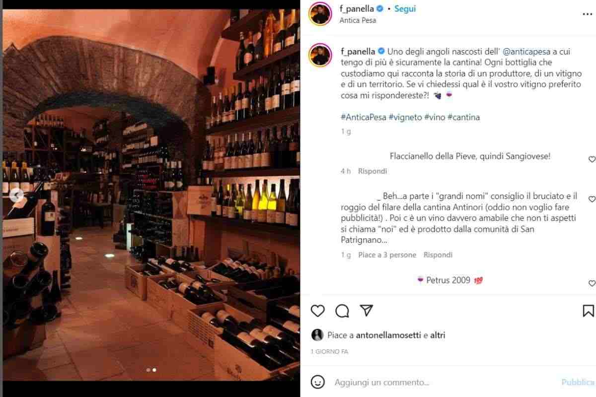 Il post su Instagram di Francesco Panella (intaste.it)