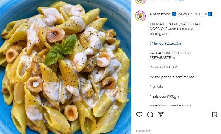 pennette con crema di patate e salsiccia