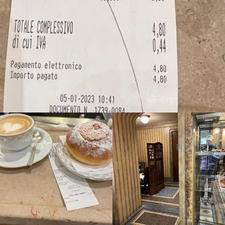 colazione di Carlo Cracco, lo scontrino 