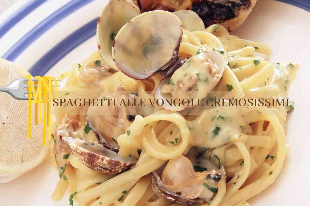 spaghetti con le vongole, cremosi