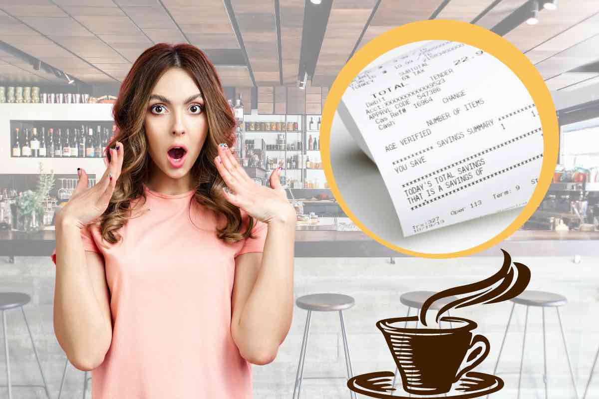 caffè e bottiglia d'acqua a 20 euro