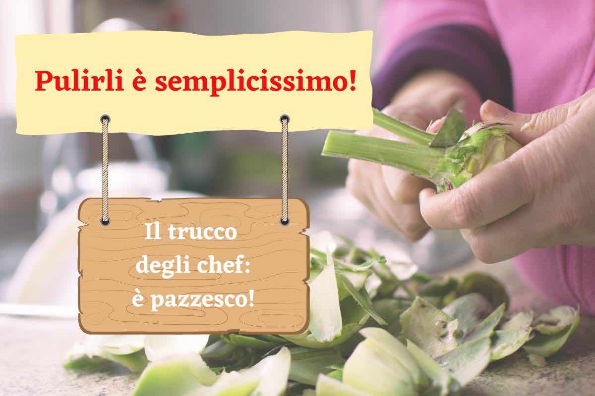 pulire carciofi, trucco degli chef