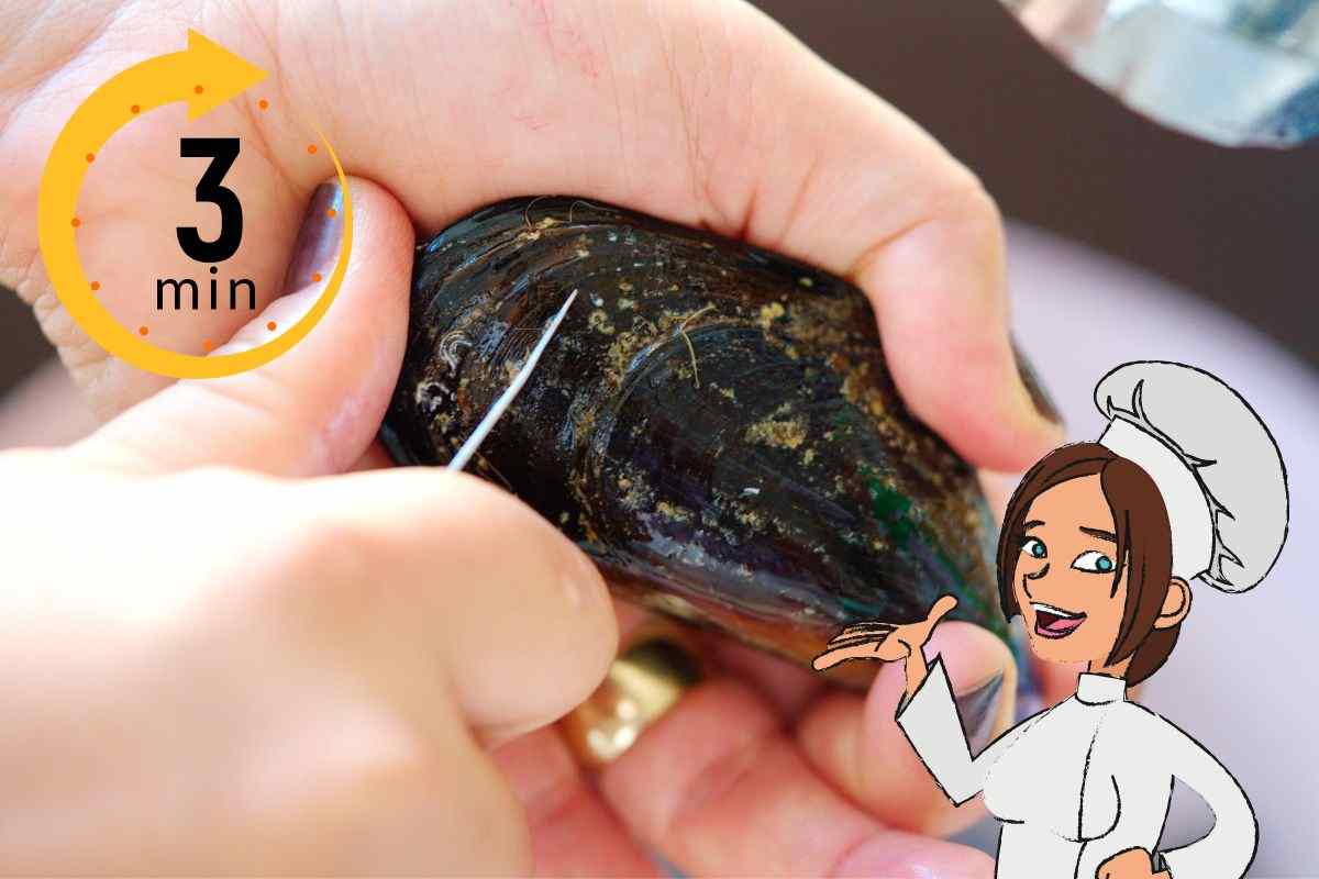 cozze pulite, trucco degli chef