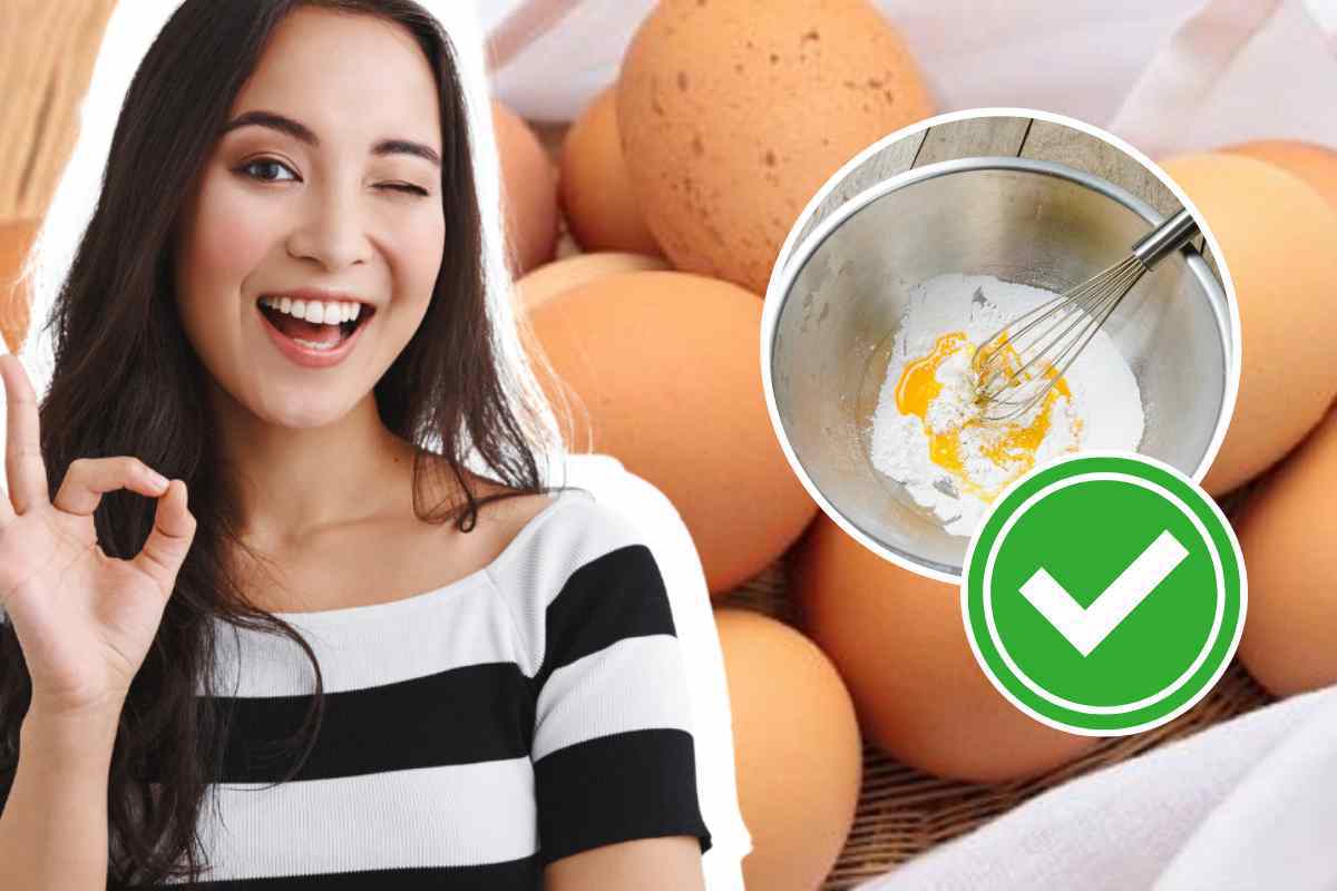 eliminare pezzettini uova nell'impasto